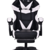 Silla gamer color blanco y negro, con esponja reforzada, reposa pies y soporte de 150 kilogramos