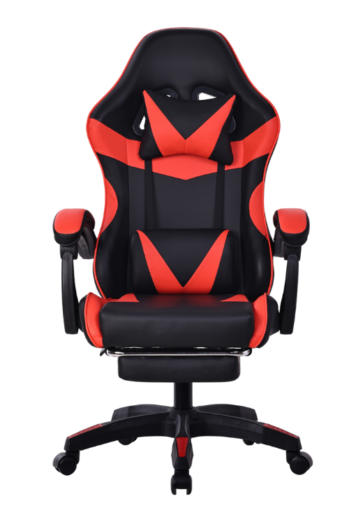 Silla gamer color negro y rojo, con esponja reforzada, reposa pies y soporte de 150 kilogramos
