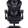 Silla gamer color negro y gris, con esponja reforzada, reposa pies y soporte de 150 kilogramos