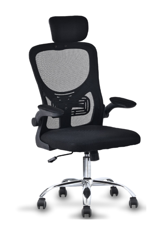 Silla ejecutiva LESLIE PRO color negro, con cabecera regulable, brazos abatibles y soporte de 150 kilogramos